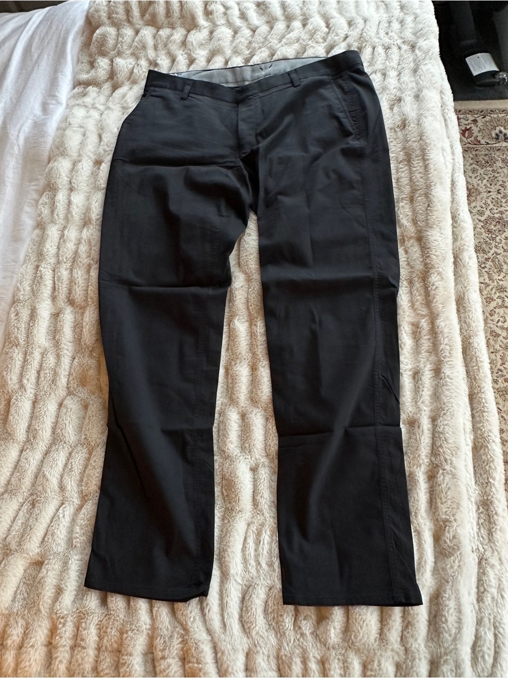 Men's Black Casual Pants - Classic Straight Fit 38x30